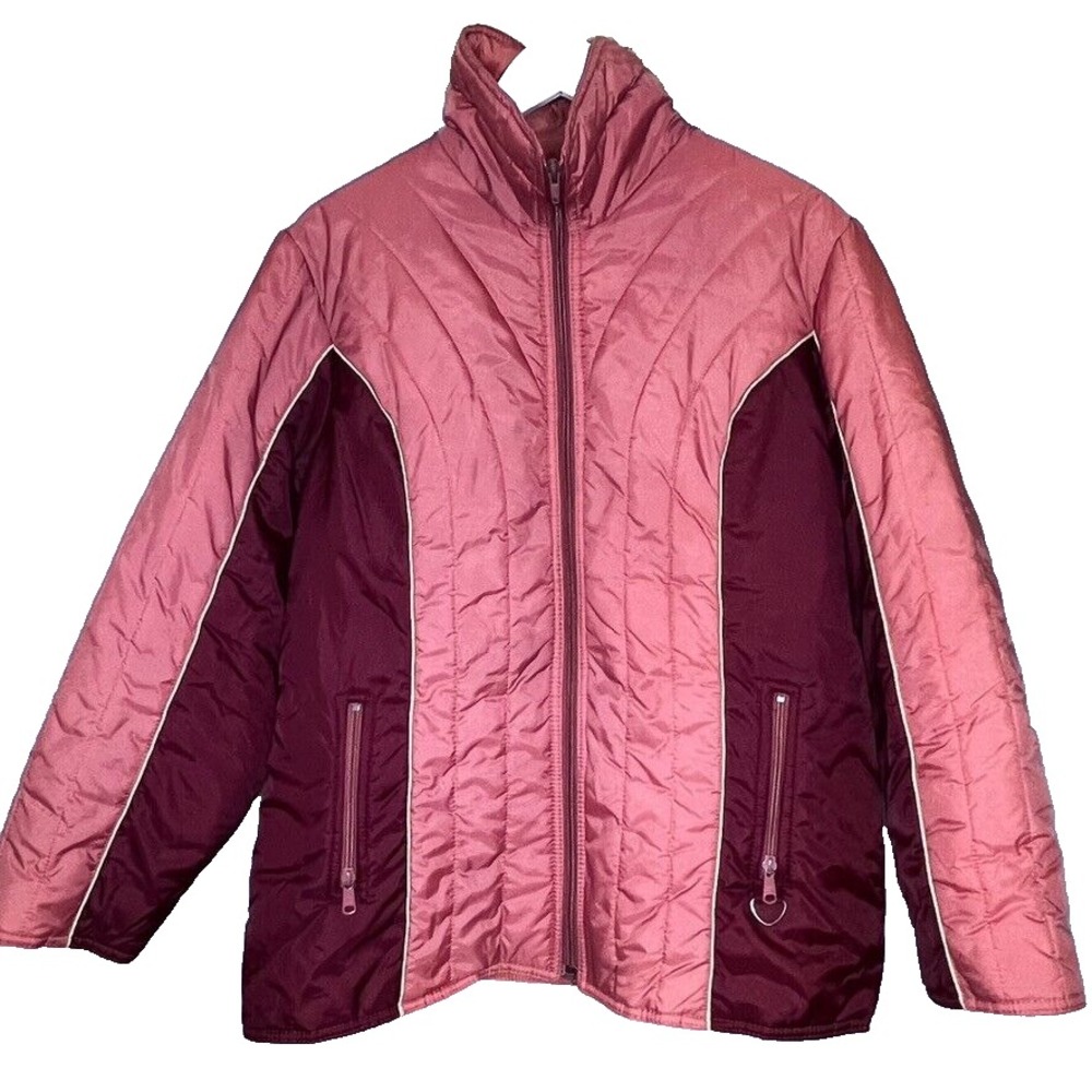 Currentlly Seen VTG Puffer Jacket Parka Medium Pocket Pink Colorblock‎ Gorpcore